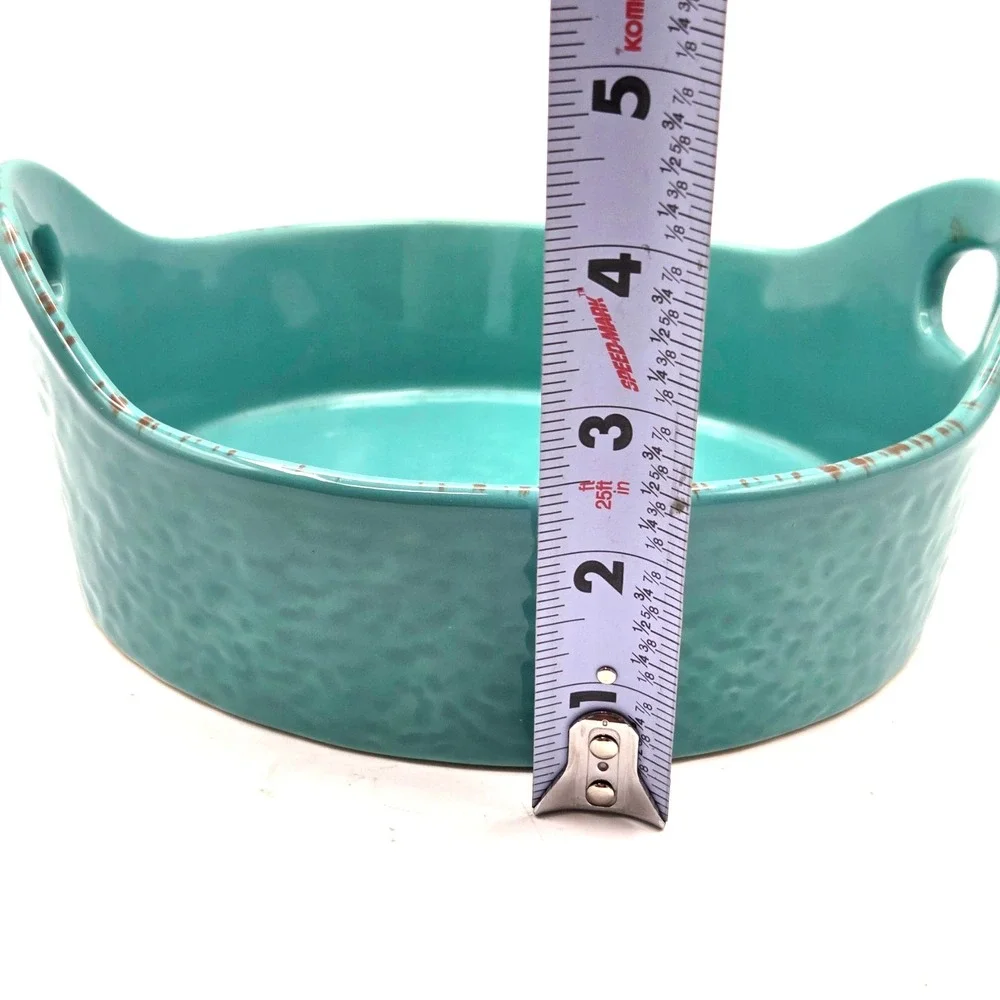 CHEFS 3-Piece Round Stoneware Set Blue Yellow Orange 1.2 qt-2.5 qt-3.5 qt.